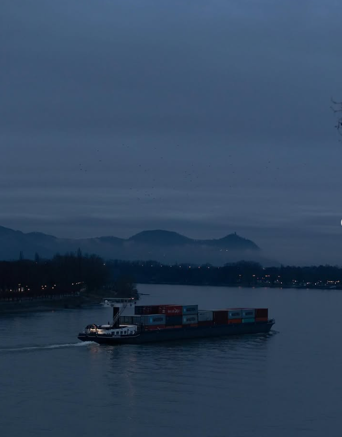 Ship at dusk